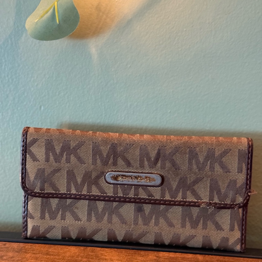 Michael Kors Tan and Brown Logo Wallet